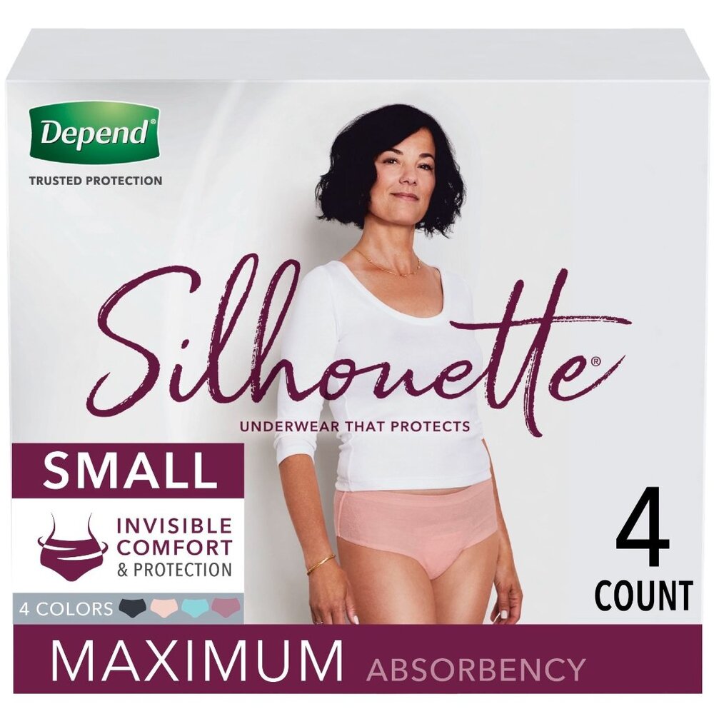 Depend Silhouette Incontinence Underwear for Women Maximum Absorbency, S, Pink/B